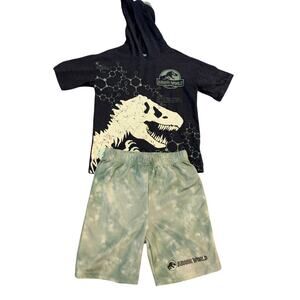 JURASSIC WORLD HOODIE  &  SHORTS SET BOYS SIZE 7